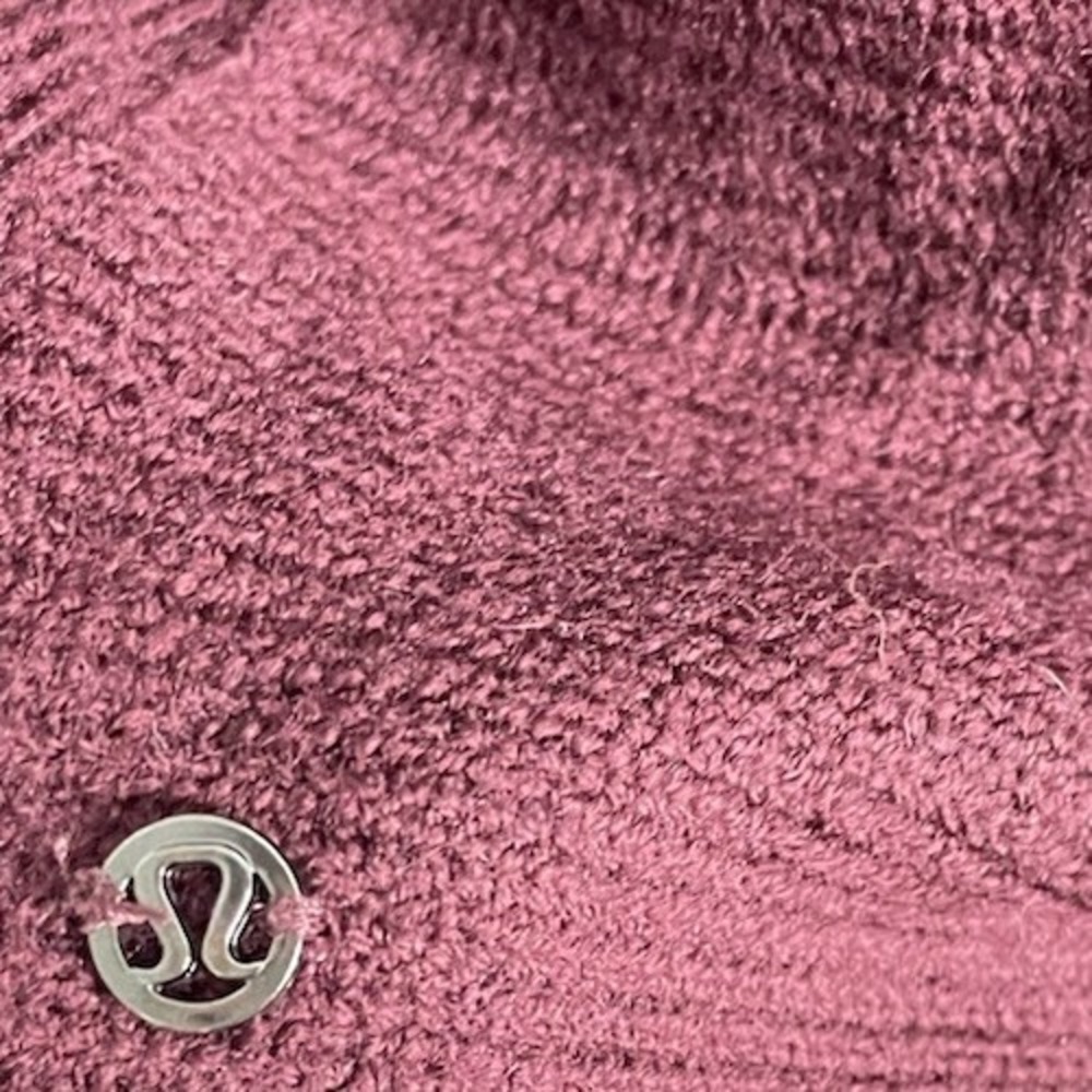 LULULEMON Sit In Lotus Sweater Merino Wool Long Sleeve Wine Maroon Thumbhole 6 - Picture 5 of 5